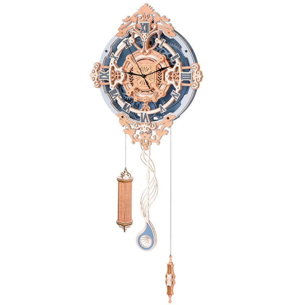 Decorative wall clock with intricate design on a white background