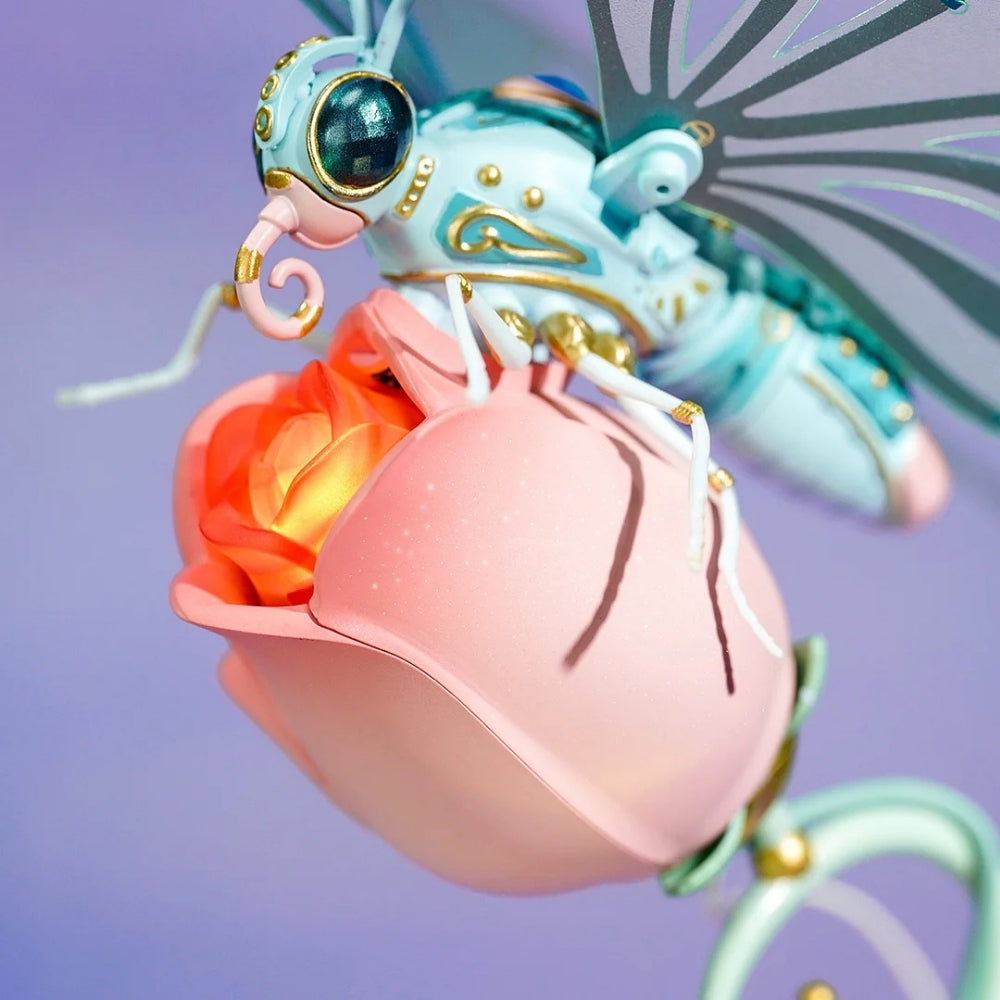 Colorful figurine with intricate details on a light purple background