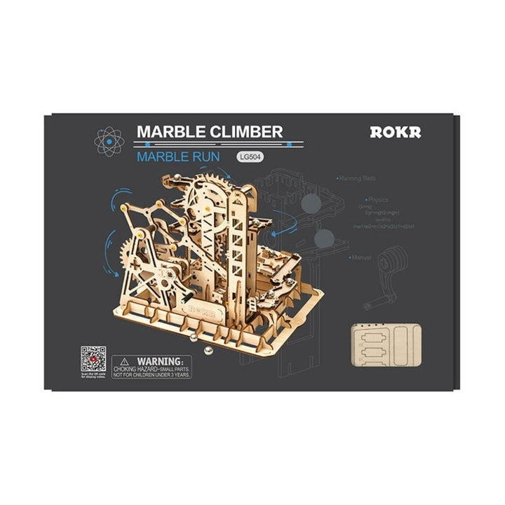 Marble climber toy set packaging with ROKR branding on a white background