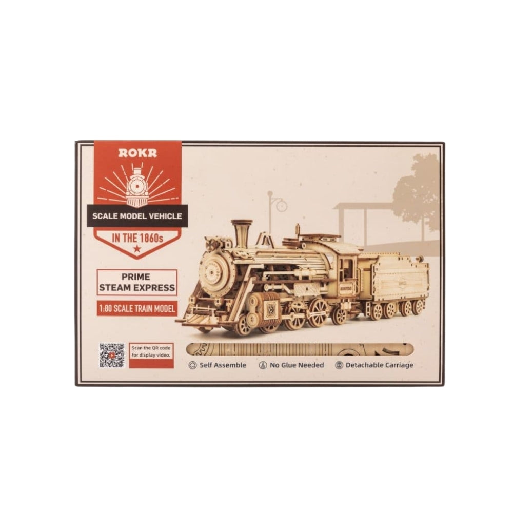 Roka scale model vehicle packaging with a steam train illustration on a white background