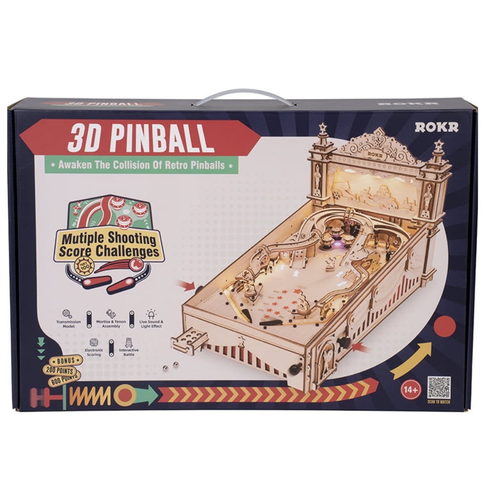3D Pinball toy packaging with ROKR branding on a white background
