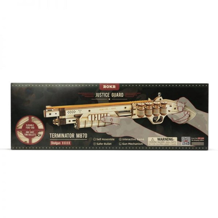 Toy gun packaging with 'Rokr' branding on a white background