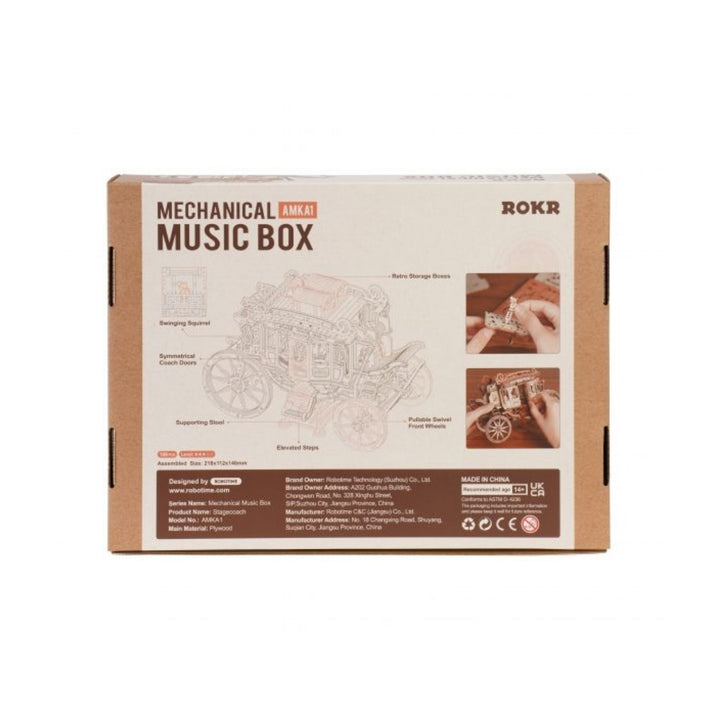 Box of ROKR mechanical music box on a white background